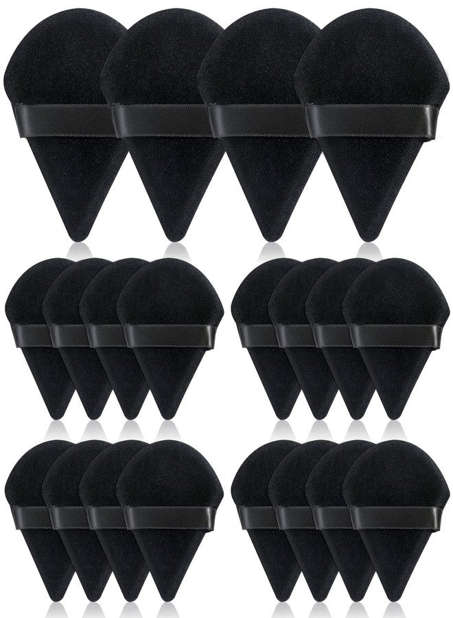 Thrilez 20pcs Triangle Powder Puff, Loose Powder Puffs Makeup Puff for Face Powder, Setting Powder Puff for Make Up, Face Puff Pads for Press Powder, Sponge Powder Applicator for Face and Eye (Black) - Image 1